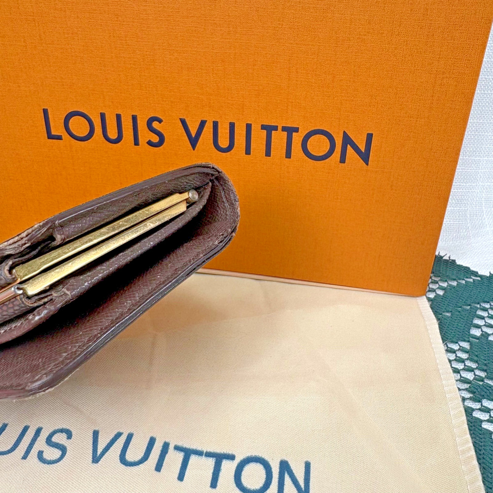 Louis Vuitton LV Damier Ebene Portefeuille Viennois French Kisslock Wallet Brown - Picture 6 of 16